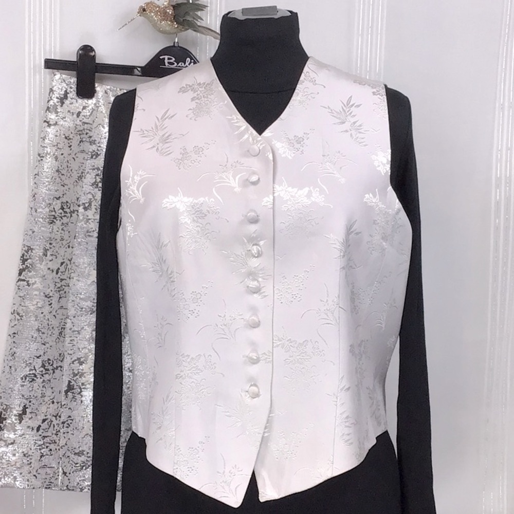⚜️Lord & Taylor Brocade Silk Blend Tailored Button Front Vest Sz.14